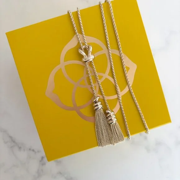 NEW Kendra Scott Presleigh Love Knot Y Necklace in Gold - Picture 3 of 6